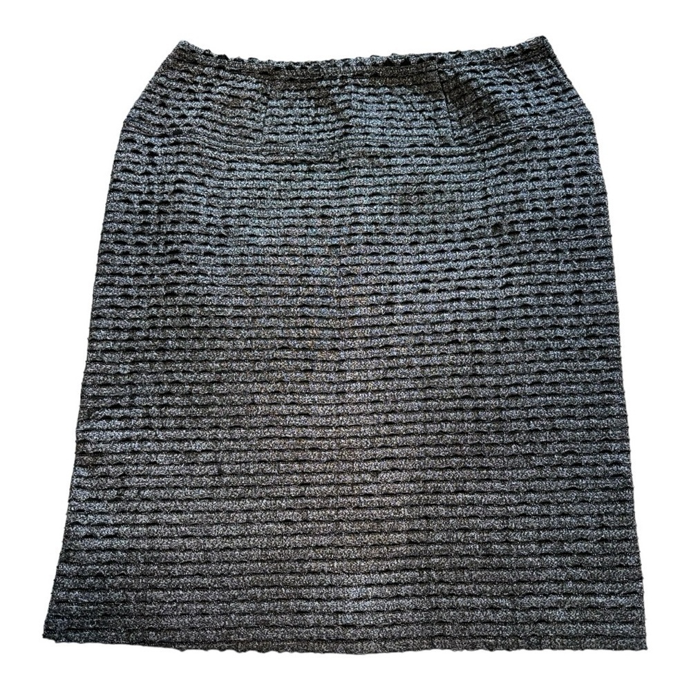 Ruffle Tiered Black Pull On Pencil Skirt - Size 12
